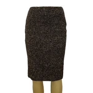 Piazza Sempione Pencil Skirt Tweed Straight Lined Knee Length Brown 42 S